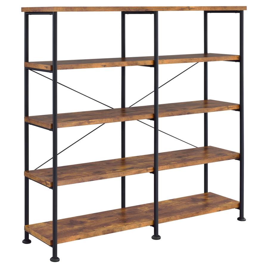 Analiese 4-Shelf Open Bookcase Antique Nutmeg