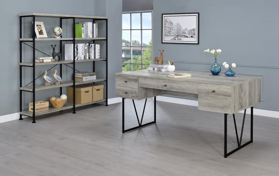 Analiese 4-Shelf Open Bookcase Grey Driftwood