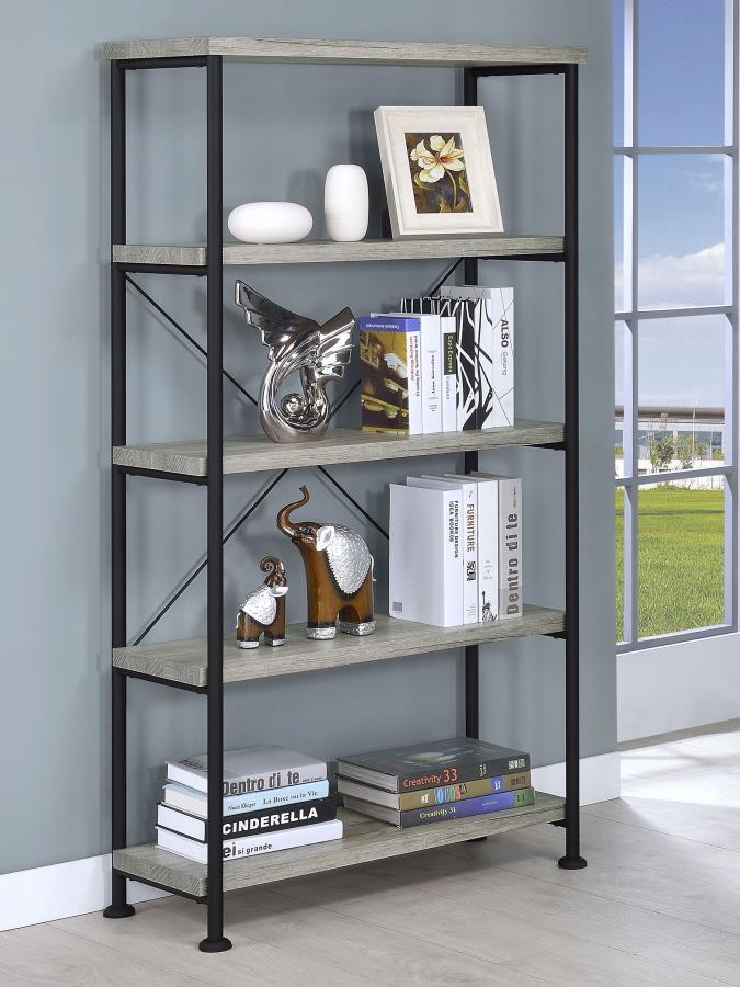 Analiese 4-Shelf Bookcase Grey Driftwood