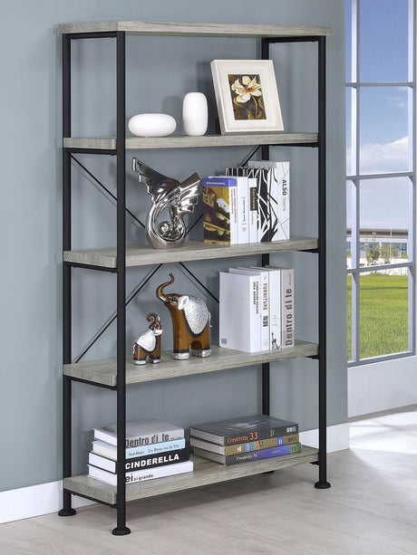 Analiese 4-Shelf Bookcase Grey Driftwood