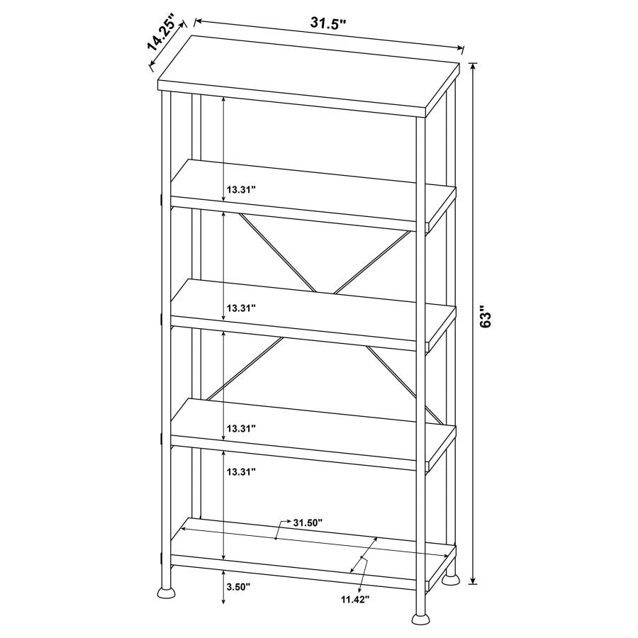 Analiese 4-Shelf Bookcase Grey Driftwood