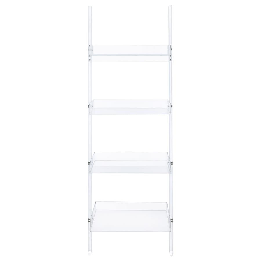 Amaturo 4-Shelf Ladder Bookcase Clear