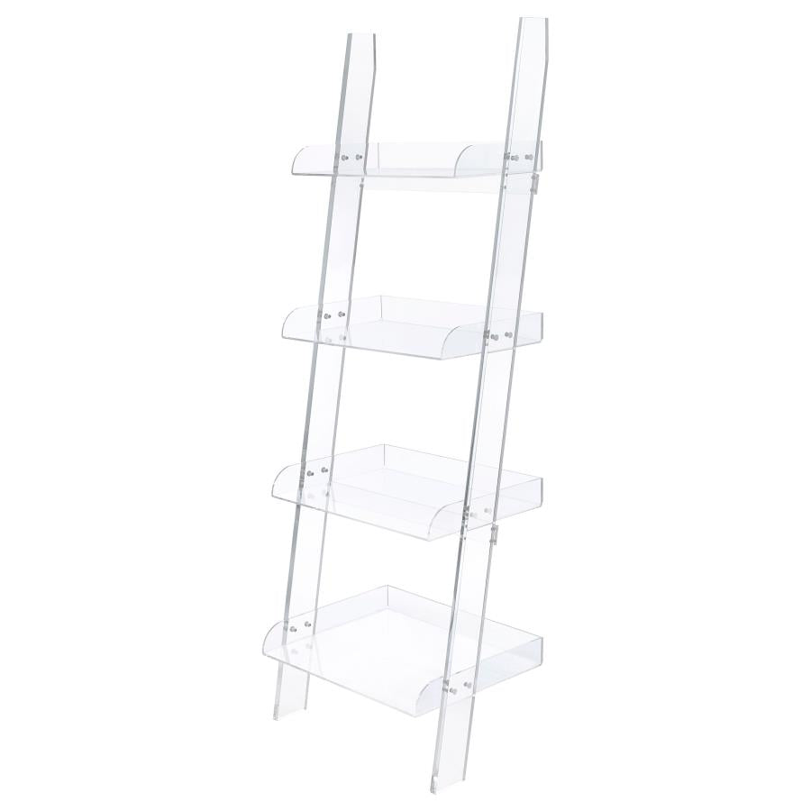 Amaturo 4-Shelf Ladder Bookcase Clear