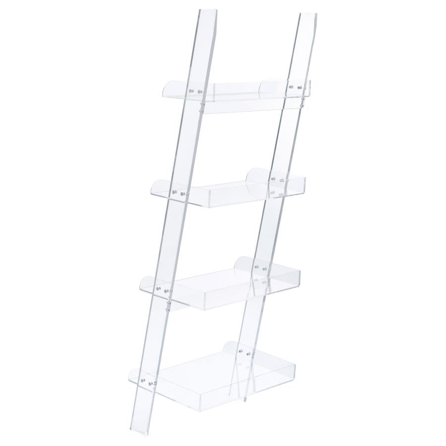 Amaturo 4-Shelf Ladder Bookcase Clear