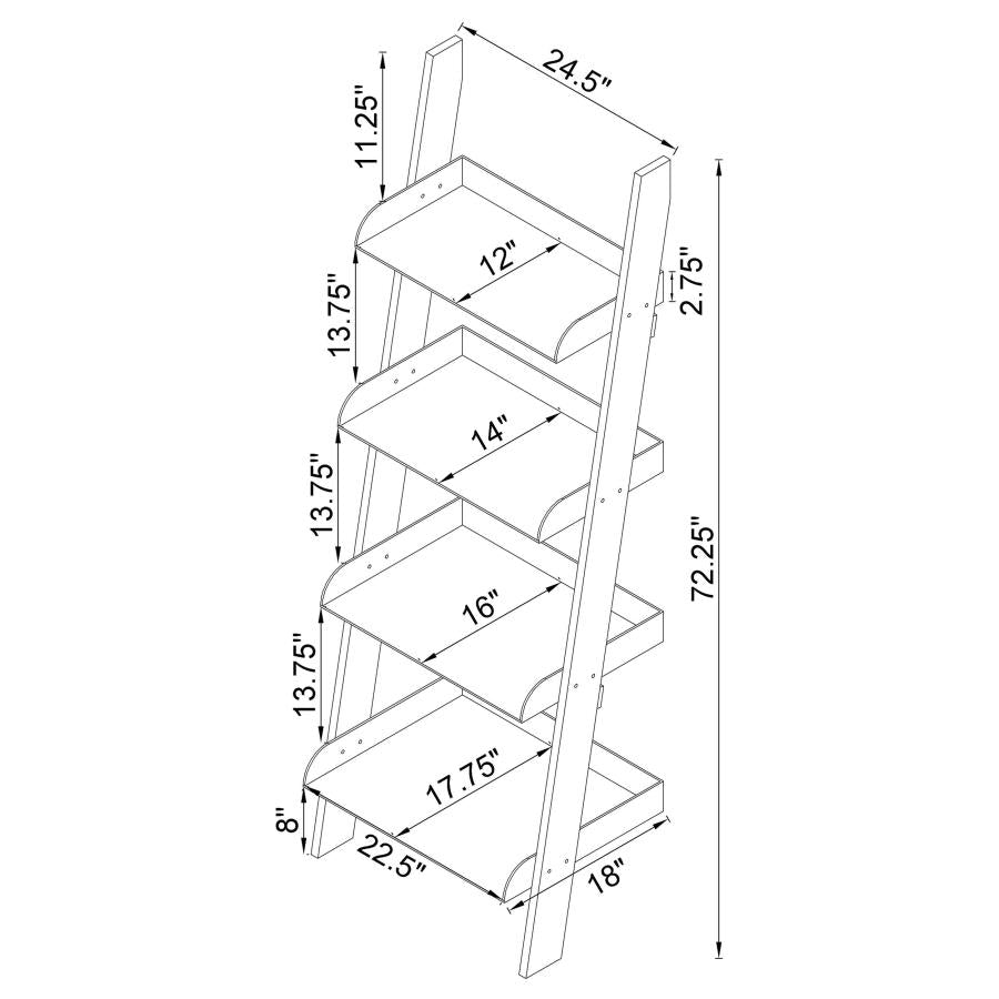 Amaturo 4-Shelf Ladder Bookcase Clear