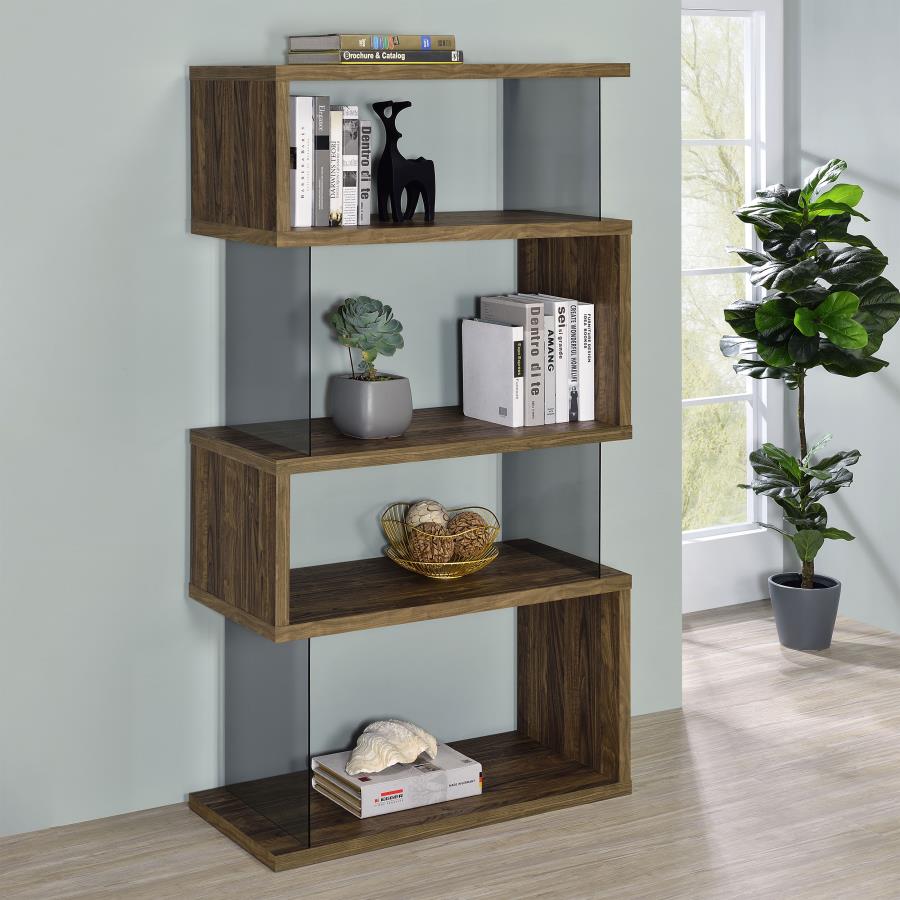 Emelle 4-Shelf Bookcase With Glass Panels