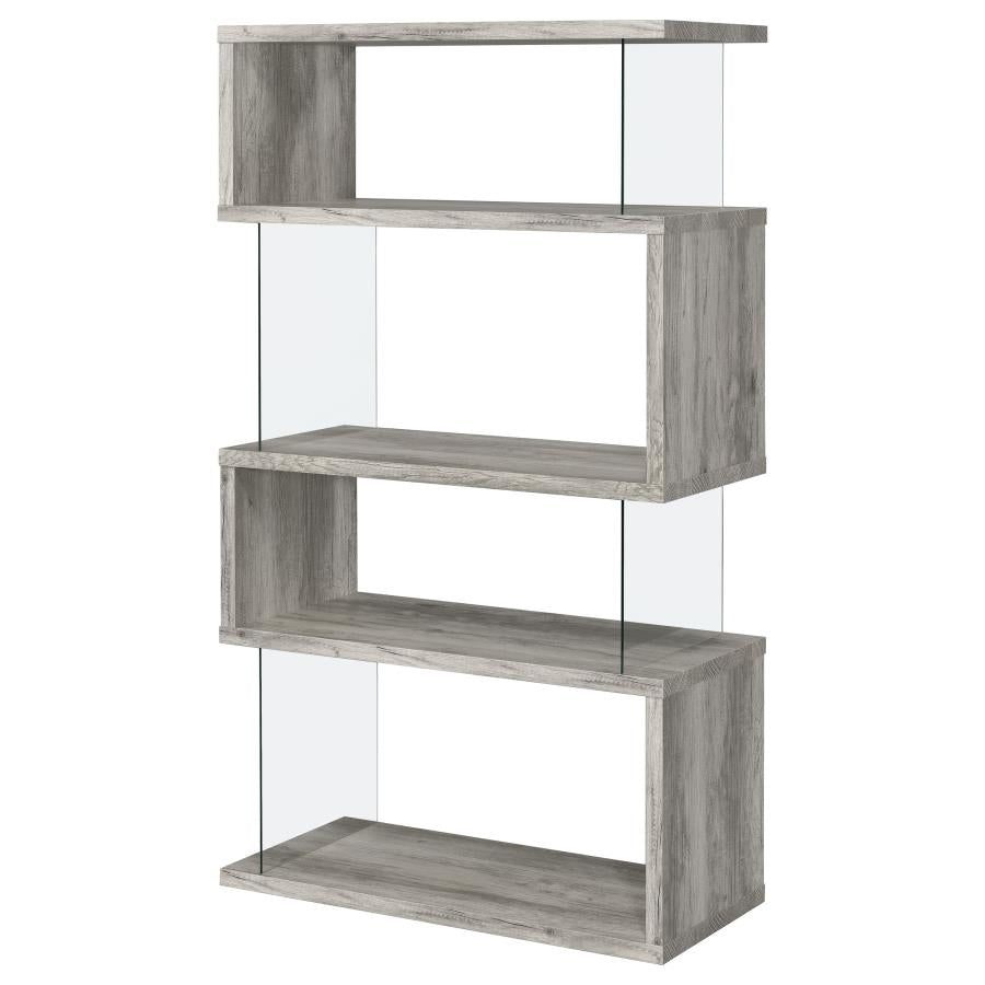 Emelle 4-Shelf Bookcase With Glass Panels