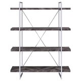 Grimma 4-Shelf Bookcase Rustic Grey Herringbone