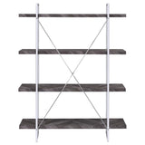 Grimma 4-Shelf Bookcase Rustic Grey Herringbone