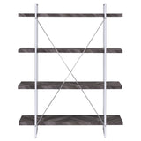 Grimma 4-Shelf Bookcase Rustic Grey Herringbone