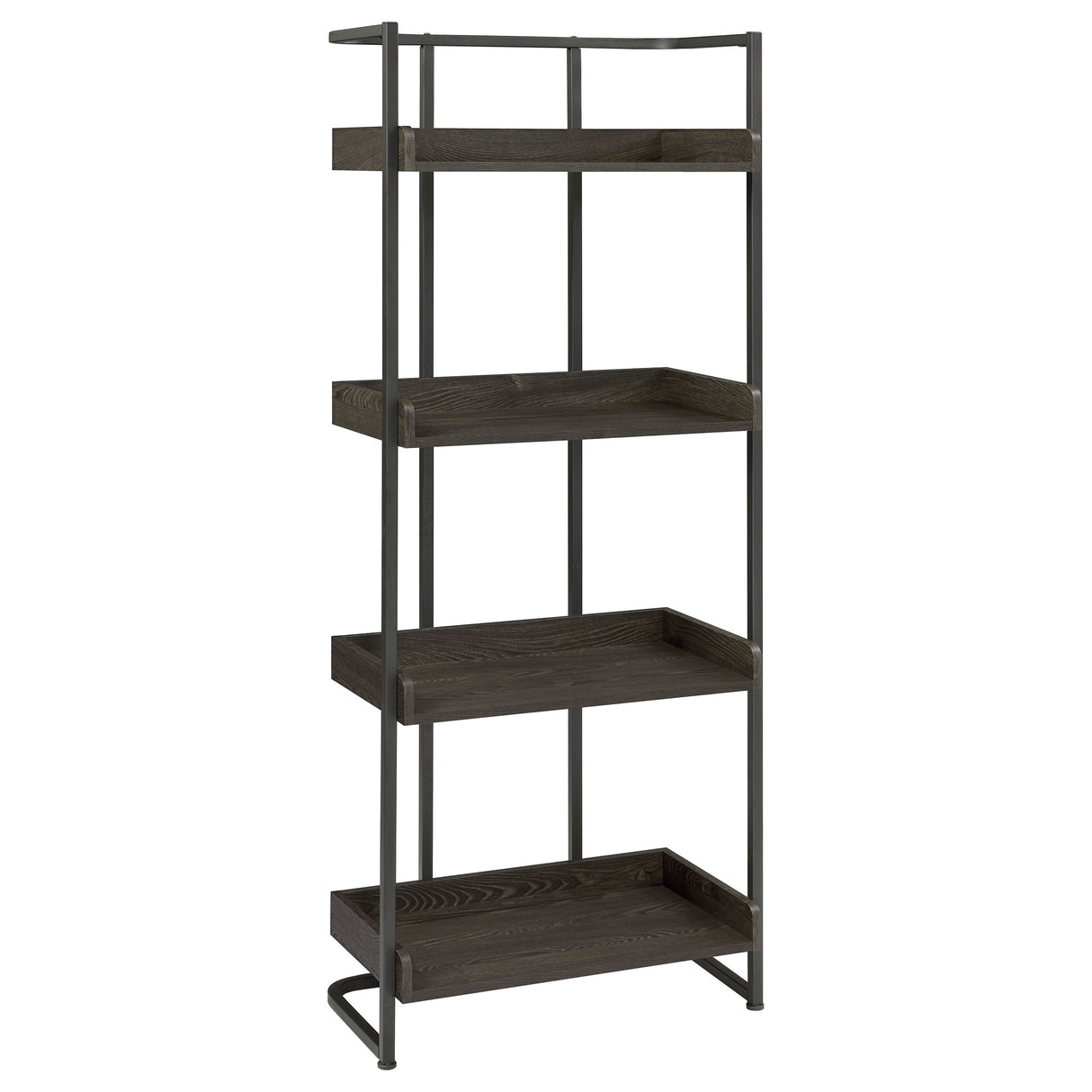 Ember 4-Shelf Bookcase Dark Oak And Sandy Black