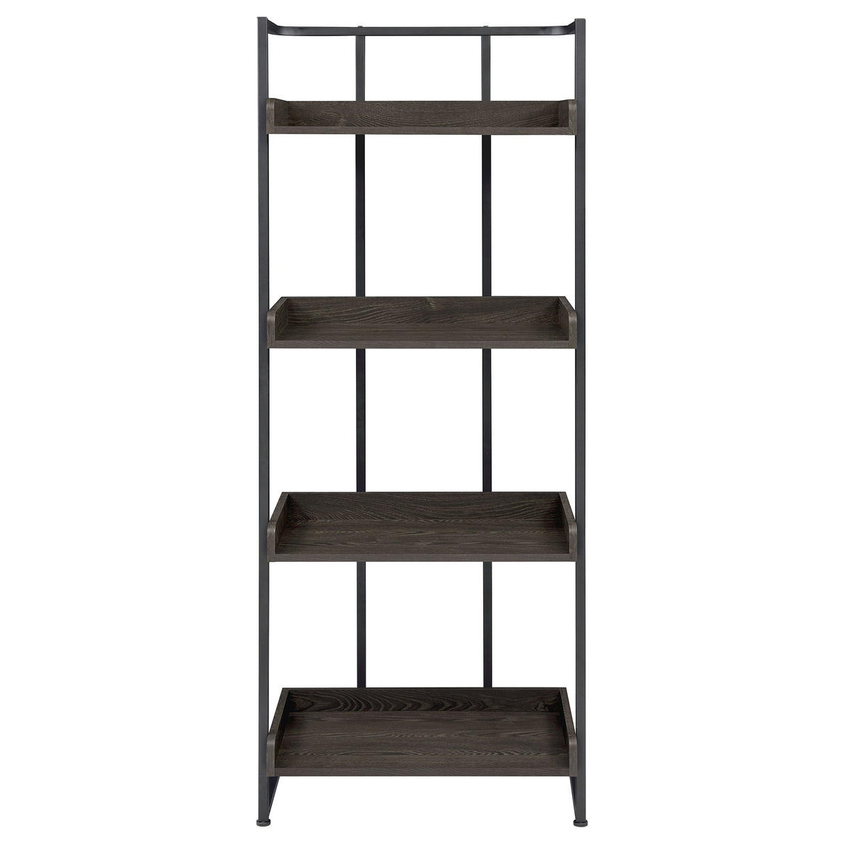 Ember 4-Shelf Bookcase Dark Oak And Sandy Black