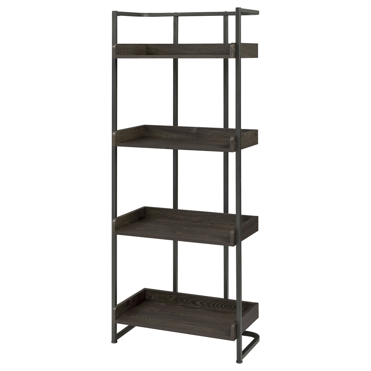 Ember 4-Shelf Bookcase Dark Oak And Sandy Black