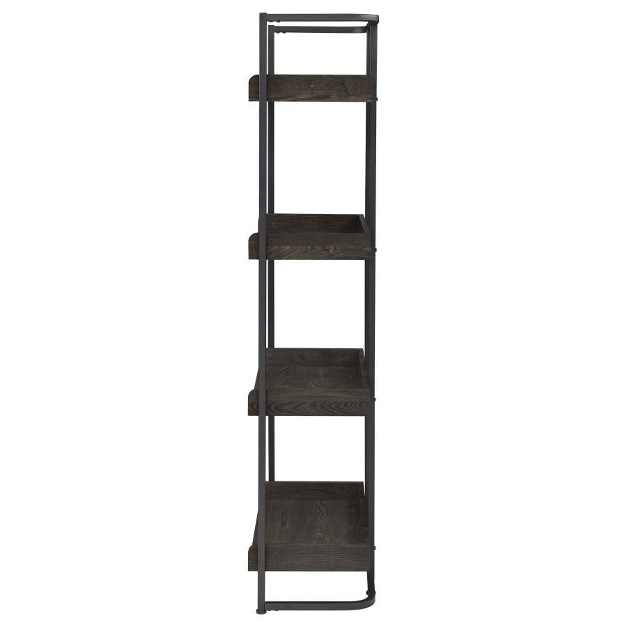 Ember 4-Shelf Bookcase Dark Oak And Sandy Black