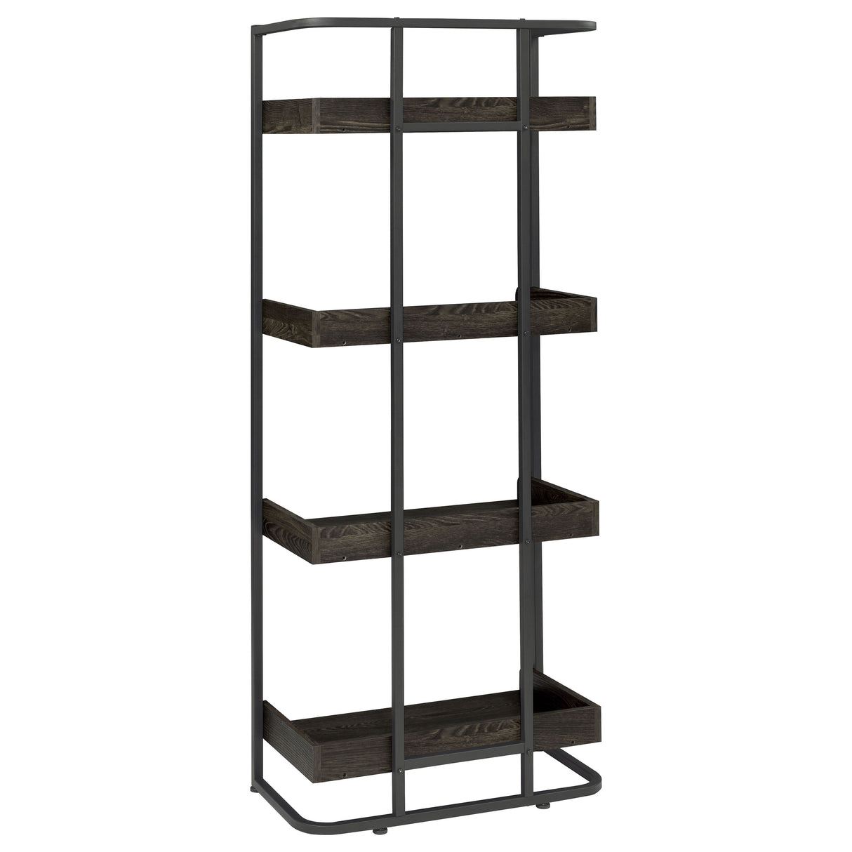 Ember 4-Shelf Bookcase Dark Oak And Sandy Black