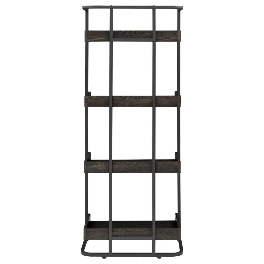 Ember 4-Shelf Bookcase Dark Oak And Sandy Black