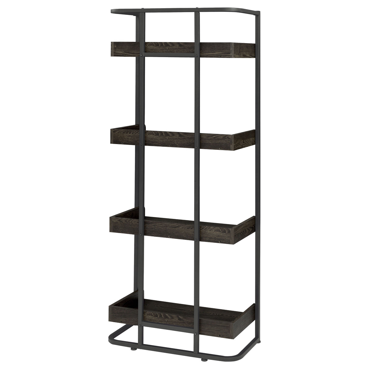 Ember 4-Shelf Bookcase Dark Oak And Sandy Black