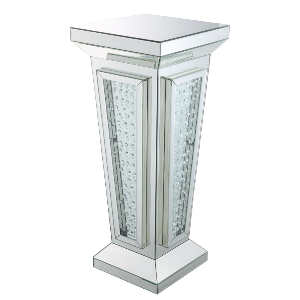 Nysa Mirrored & Faux Crystals Pedestal Stand