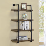 Elmcrest 24-Inch Wall Shelf Black And Rustic Oak