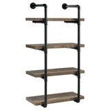 Elmcrest 24-Inch Wall Shelf Black And Rustic Oak