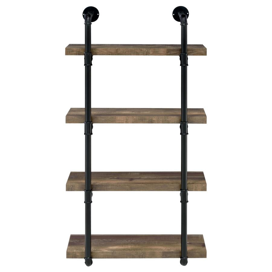 Elmcrest 24-Inch Wall Shelf Black And Rustic Oak