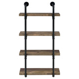 Elmcrest 24-Inch Wall Shelf Black And Rustic Oak