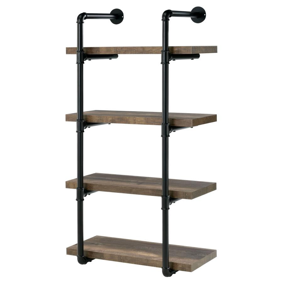 Elmcrest 24-Inch Wall Shelf Black And Rustic Oak