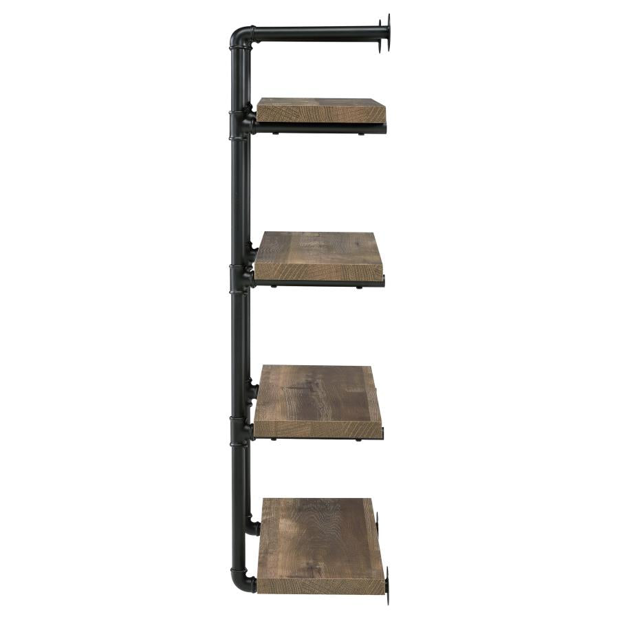 Elmcrest 24-Inch Wall Shelf Black And Rustic Oak