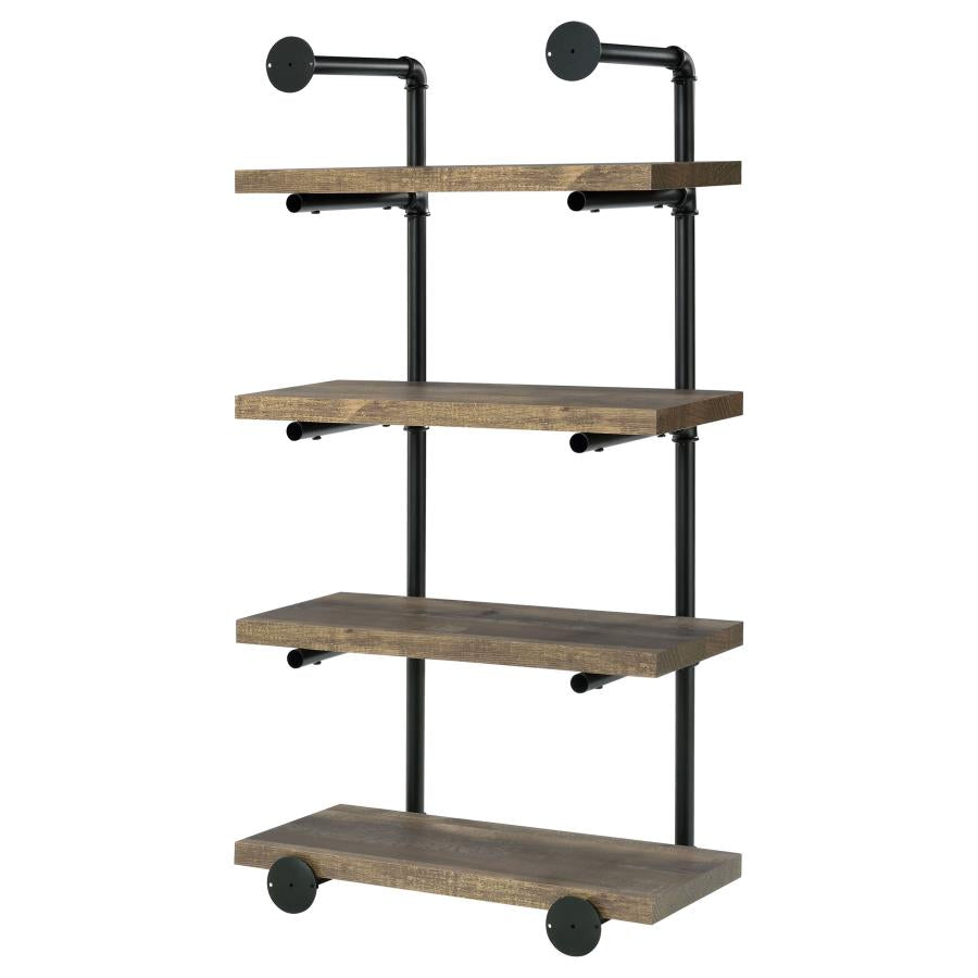 Elmcrest 24-Inch Wall Shelf Black And Rustic Oak