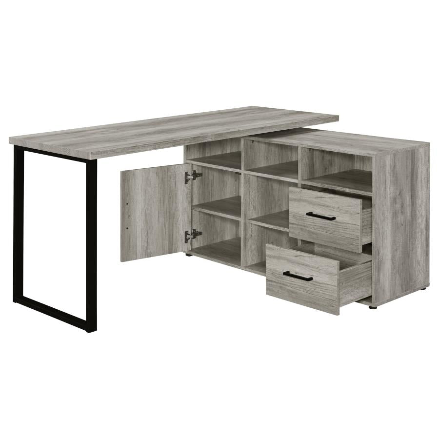 Hertford L-Shape Office Desk With Storage Grey Driftwood