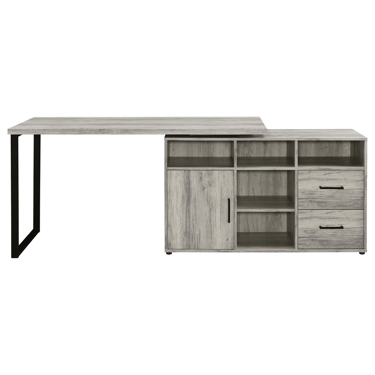 Hertford L-Shape Office Desk With Storage Grey Driftwood