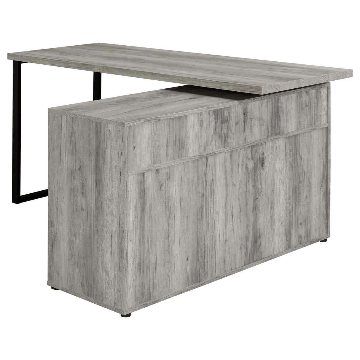 Hertford L-Shape Office Desk With Storage Grey Driftwood