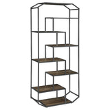 Leland 6-Shelf Bookcase Rustic Brown And Dark Grey