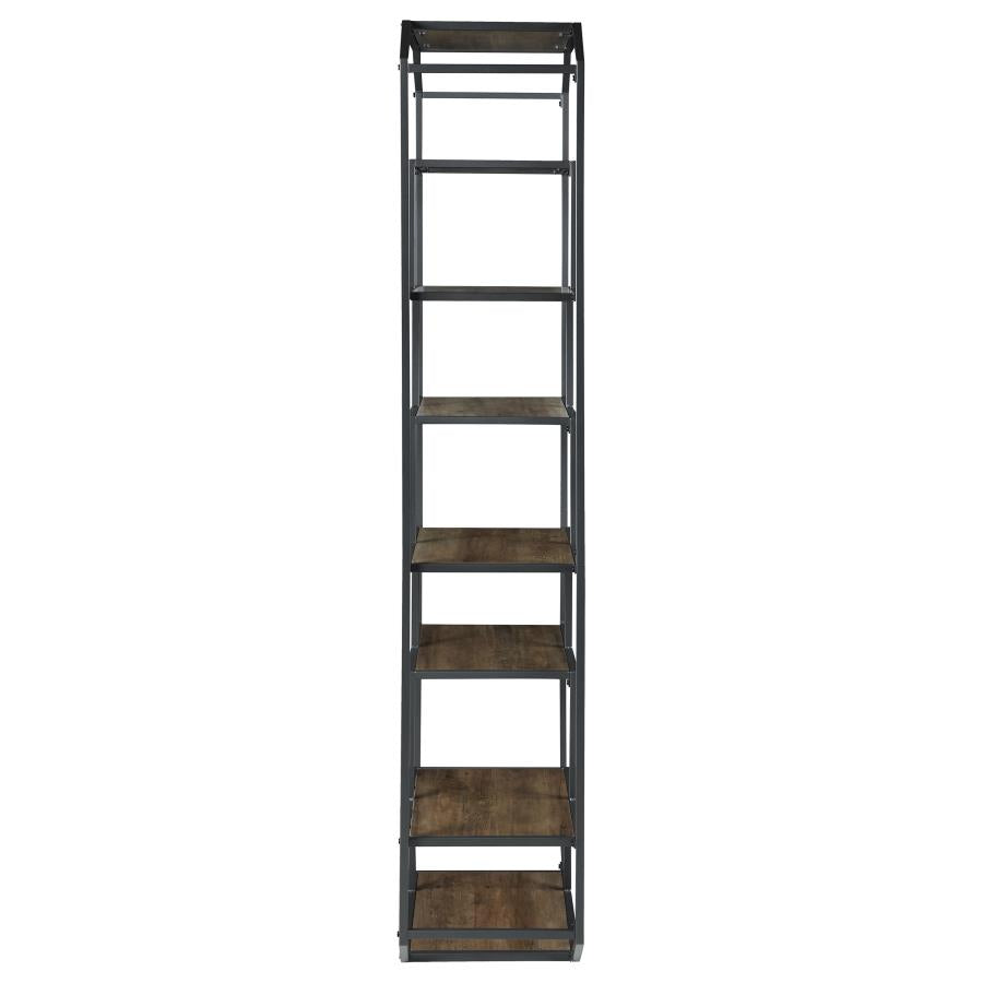 Leland 6-Shelf Bookcase Rustic Brown And Dark Grey