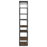 Leland 6-Shelf Bookcase Rustic Brown And Dark Grey