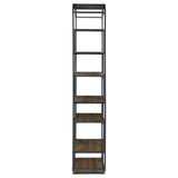 Leland 6-Shelf Bookcase Rustic Brown And Dark Grey