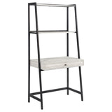 Pinckard 1-Drawer Ladder Desk Grey Stone Herringbone And Black