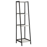 Pinckard 4-Shelf Ladder Bookcase Grey Stone Herringbone And Black