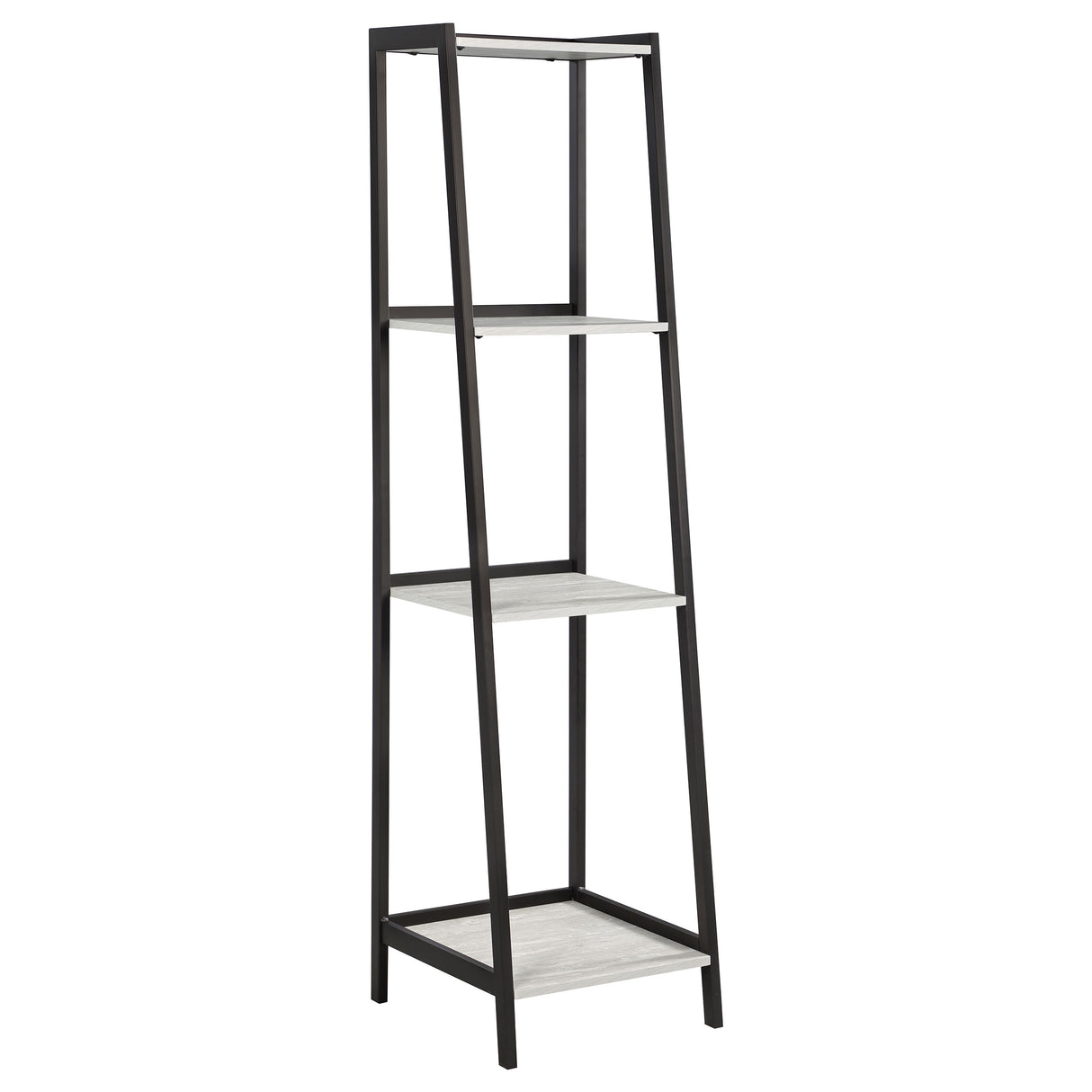 Pinckard 4-Shelf Ladder Bookcase Grey Stone Herringbone And Black