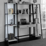 Pinckard 4-Shelf Ladder Bookcase Grey Stone Herringbone And Black