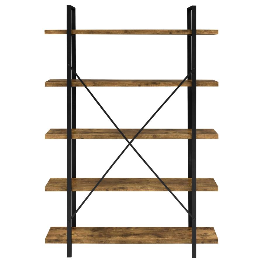 Cole 5-Shelf Bookcase Antique Nutmeg And Black