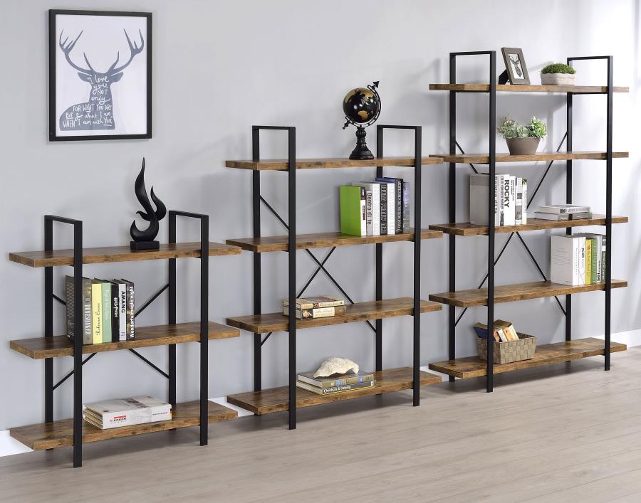 Cole 5-Shelf Bookcase Antique Nutmeg And Black