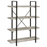 Cole 4-Shelf Bookcase Grey Driftwood And Gunmetal