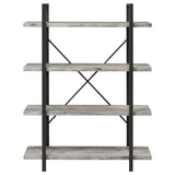 Cole 4-Shelf Bookcase Grey Driftwood And Gunmetal