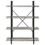 Cole 4-Shelf Bookcase Grey Driftwood And Gunmetal