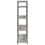 Cole 4-Shelf Bookcase Grey Driftwood And Gunmetal