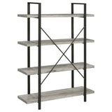 Cole 4-Shelf Bookcase Grey Driftwood And Gunmetal