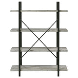 Cole 4-Shelf Bookcase Grey Driftwood And Gunmetal