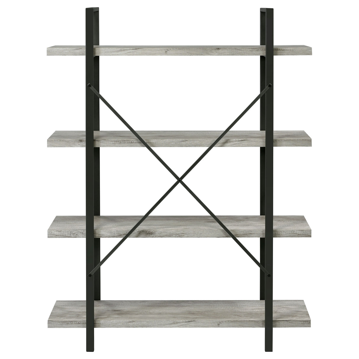 Cole 4-Shelf Bookcase Grey Driftwood And Gunmetal