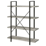 Cole 4-Shelf Bookcase Grey Driftwood And Gunmetal